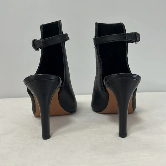 FRANCO SARTO SIZE 6 BLACK Leather Slingback Peek A Boo Toe Heeled - Picture 4 of 11